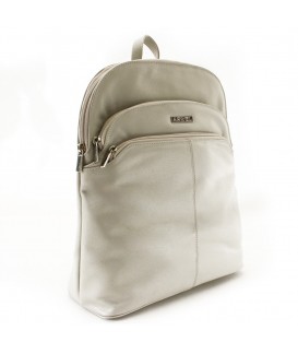 Světle šedý kožený zipový batoh 311-8955-20